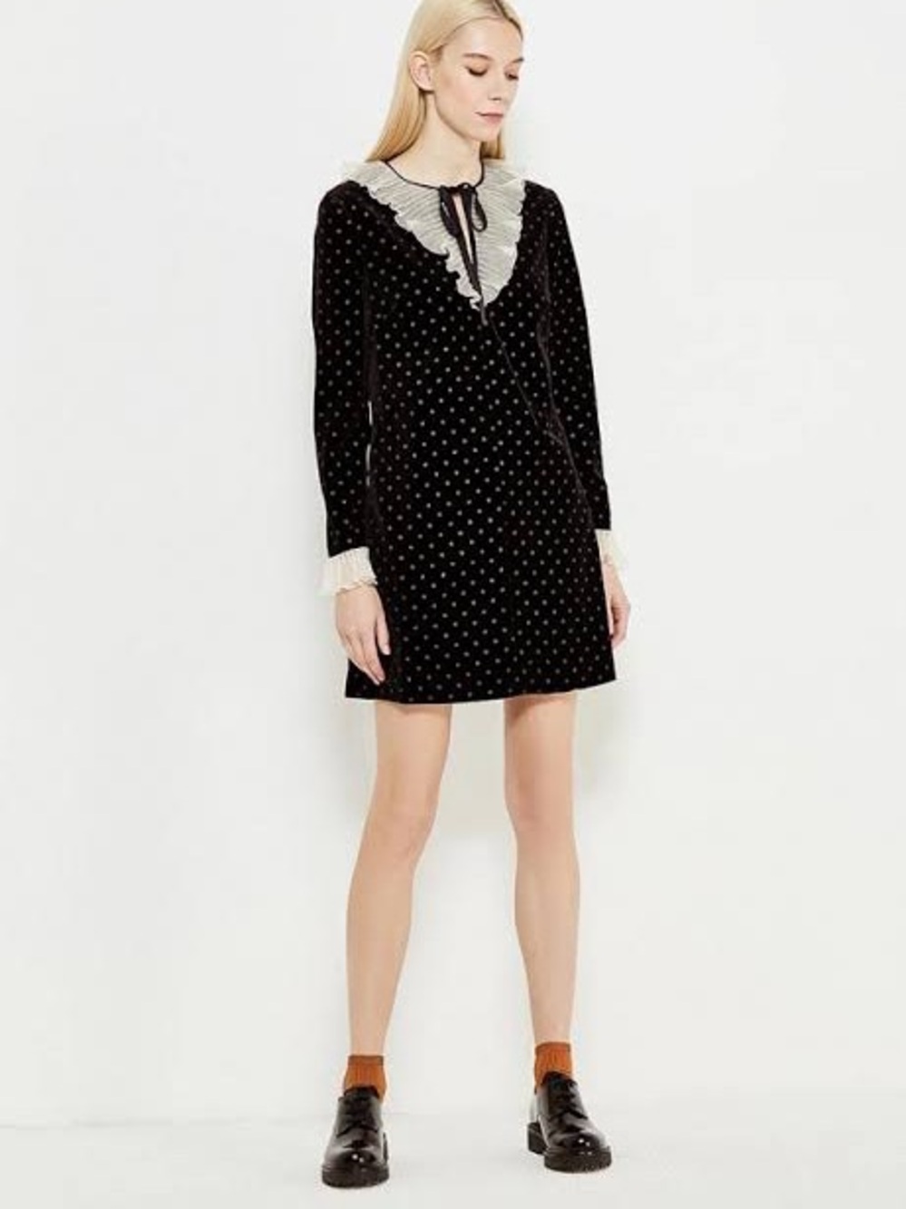 RED VALENTINO Polka Dot Organza Ruffle Dress with Pockets